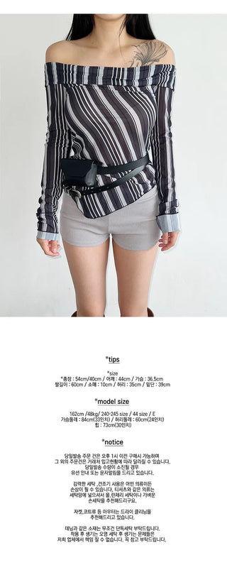 Modern striped off-shoulder blouse