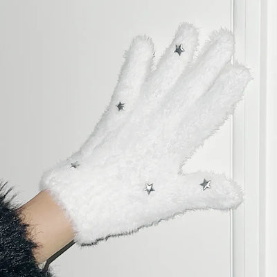 Angora style star gloves, star gloves, star pattern