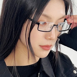 Nerd semi-rimless metal glasses in