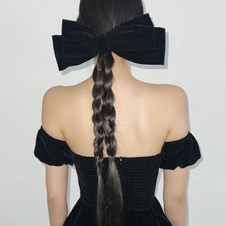 Velvet Big Ribbon Hairpin Christmas Year-end Look