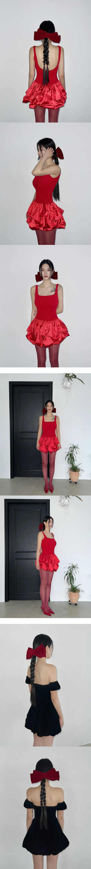 Velvet Big Ribbon Hairpin Christmas Year-end Look