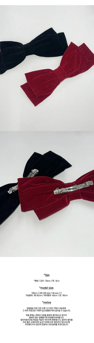 Velvet Big Ribbon Hairpin Christmas Year-end Look