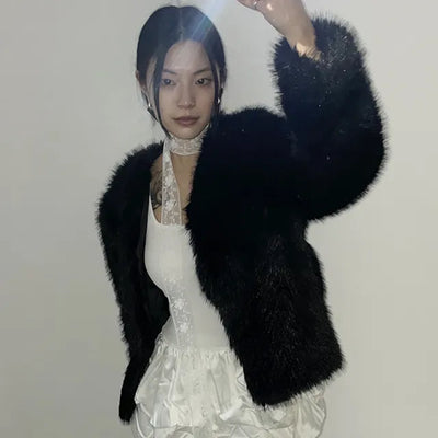 Wide eco-fur jacket