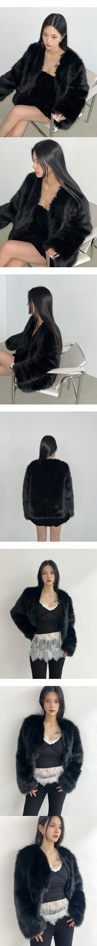 Wide eco-fur jacket