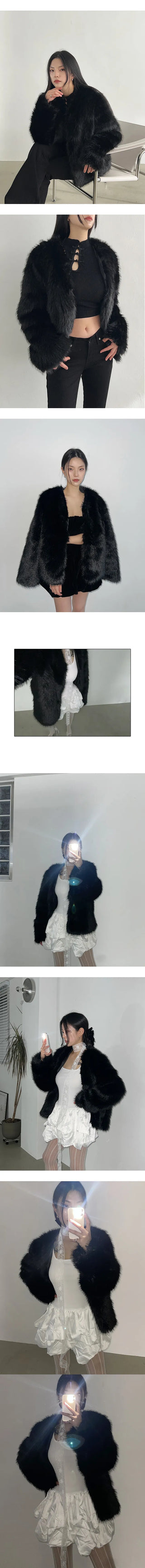 Wide eco-fur jacket
