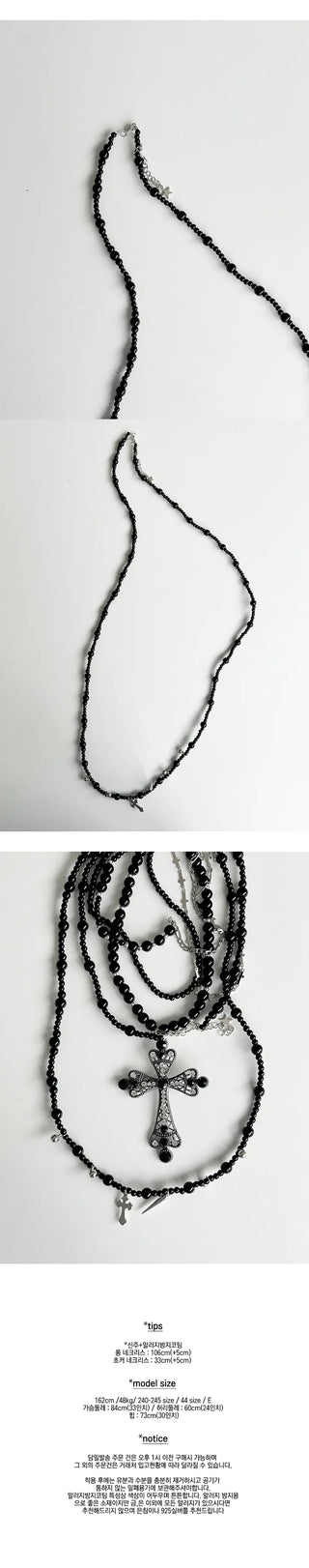 Black Cross Necklace Set