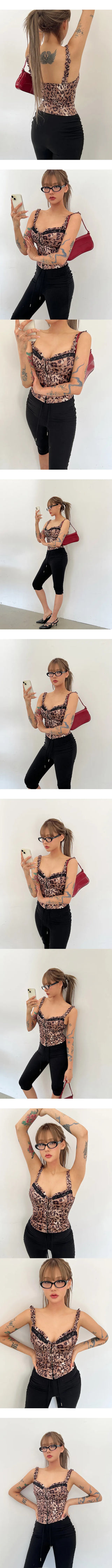 Leopard satin corset sleeveless nasi