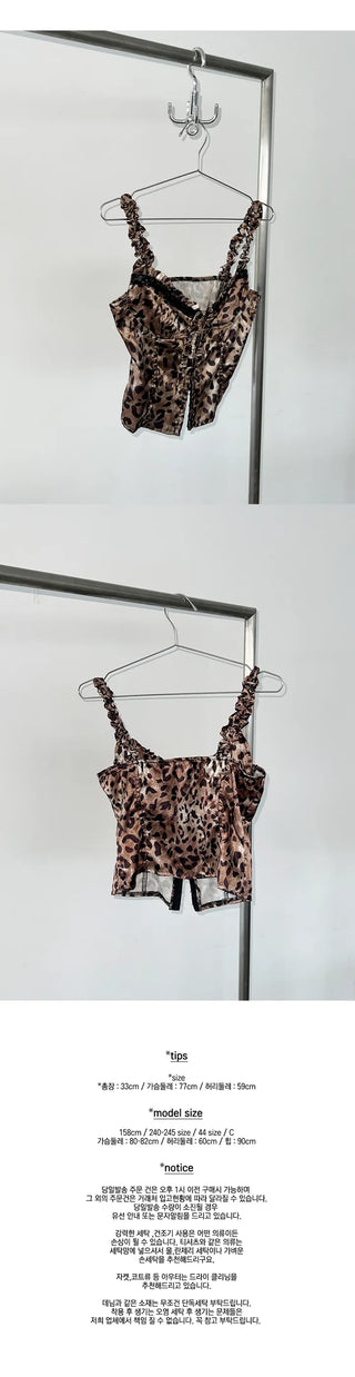 Leopard satin corset sleeveless nasi