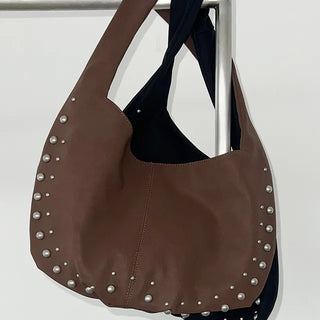 Closer Studded Shoulder Bag Suede Bag