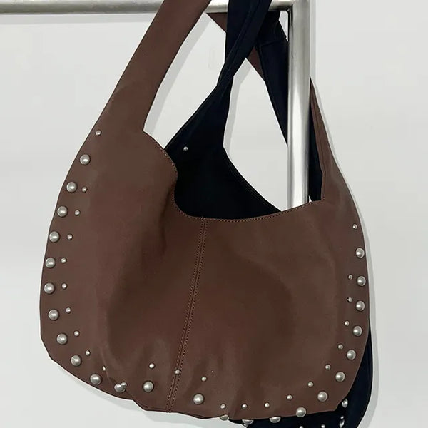 Closer Studded Shoulder Bag Suede Bag