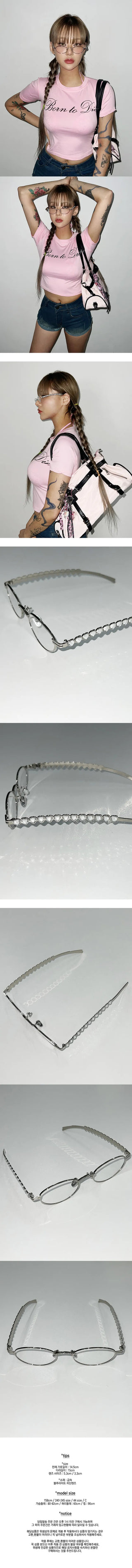 Heart Cubic Silver-Rimmed Glasses