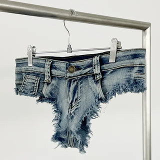 Micro denim layered shorts