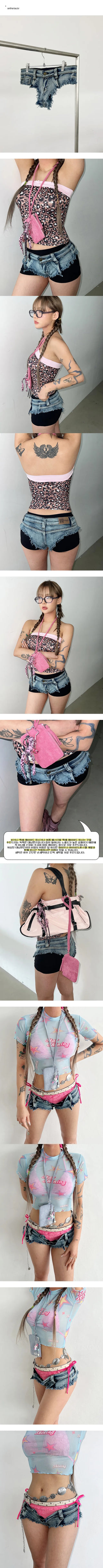 Micro denim layered shorts