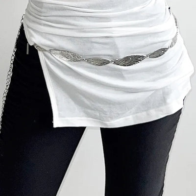 Flat-shaped silver belt