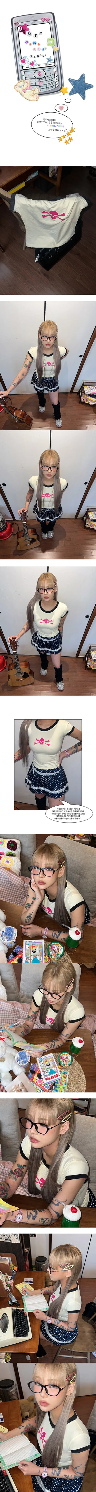 Two-tone skull short-sleeved T-shirt