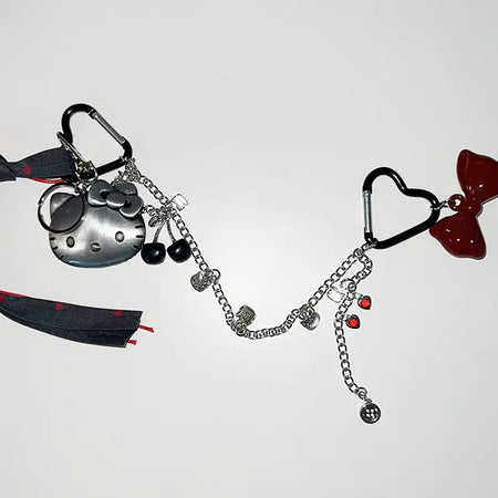 Heart Ring Red Catch Keychain Set Baekku Keychain