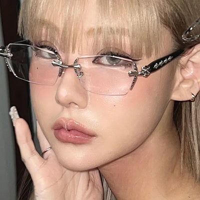 Black antique rimless glasses
