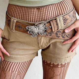 Light brown butterfly vegan leather belt