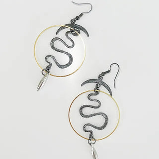 Snake Hippie Circle Earrings
