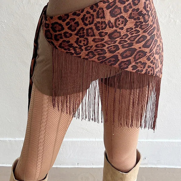 Leopard Suede Layered Skirt