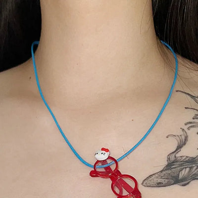 Kitsch Cats Colored Glasses Necklace