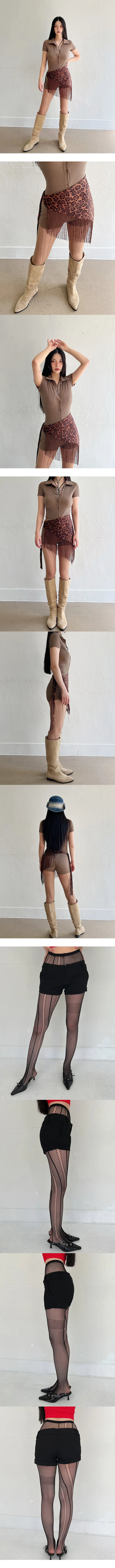 Unbalanced fishnet stockings, water bomb festival look, bohemian core