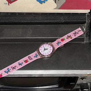 Pink Butterfly Girls Kitchen Wristwatch