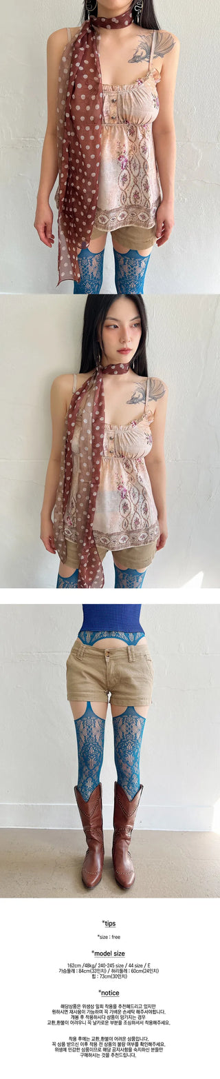 Aqua Blue Lace Garter Belt Stockings