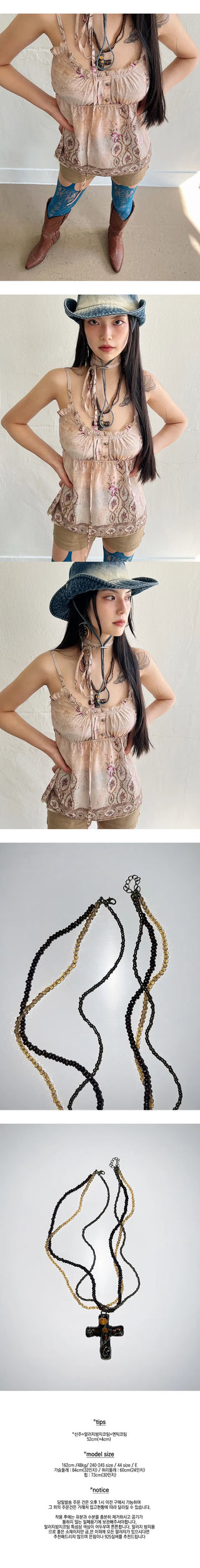 Bohemian Core Cross Bold Bead Necklace