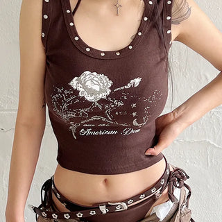 Brown studded ethnic sleeveless nasi