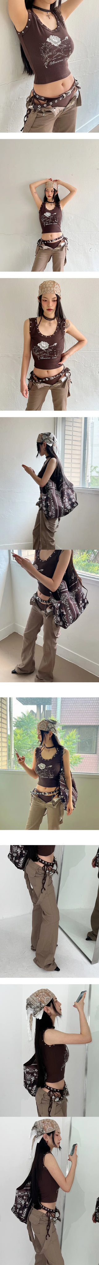 Brown studded ethnic sleeveless nasi