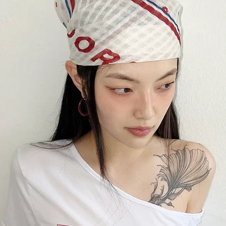 Redline Letter Hair Bandana Scarf