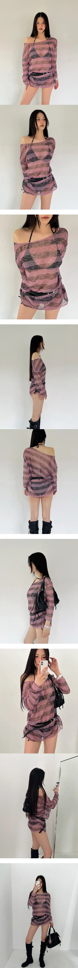 Purple cover knit bikini set