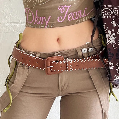 Woody Stitch Brown Belt Bohemian Style Water Balm