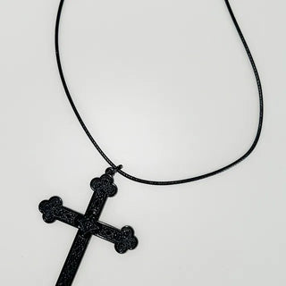 One Point Cross Black Necklace