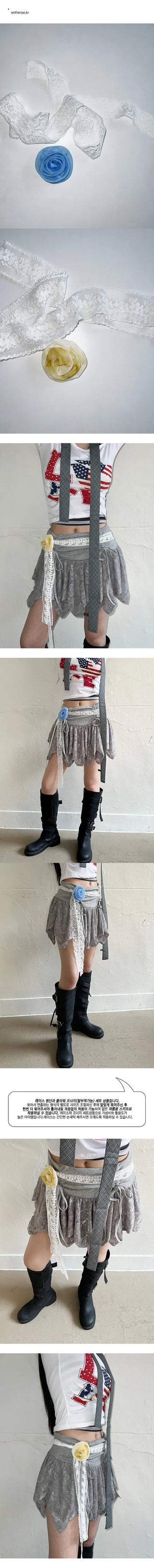 Flower corsage belt set scarf set