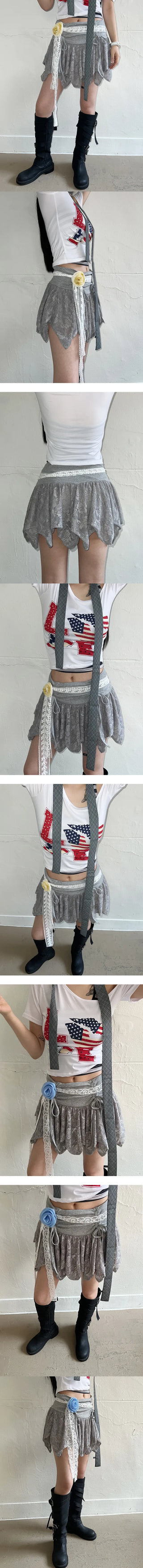 Flower corsage belt set scarf set