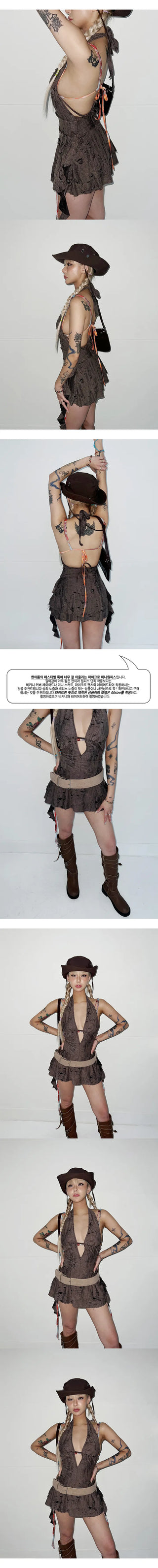 Hate Unbalanced Backless Mini One-Piece Bikini Cover Festival Look