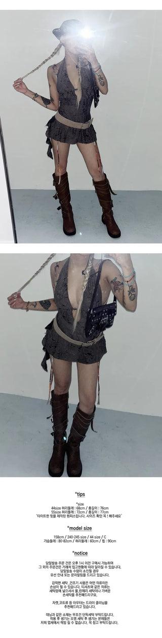 Hate Unbalanced Backless Mini One-Piece Bikini Cover Festival Look