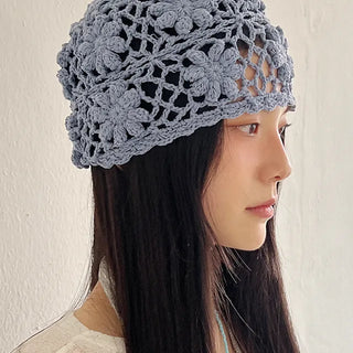Ethnic knitting handmade hat color summer beanie
