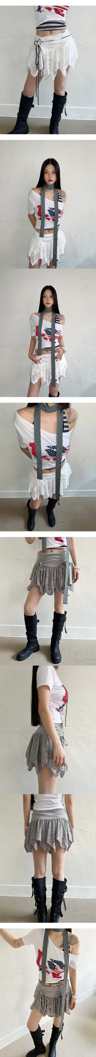 Jersey lace unbalanced skirt