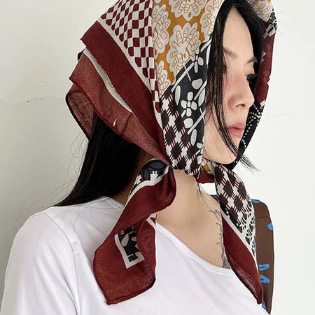Brown ethnic hair bandana scarf