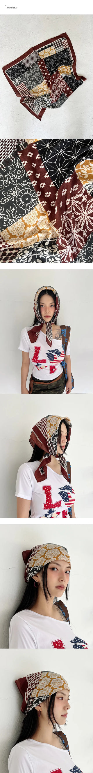 Brown ethnic hair bandana scarf