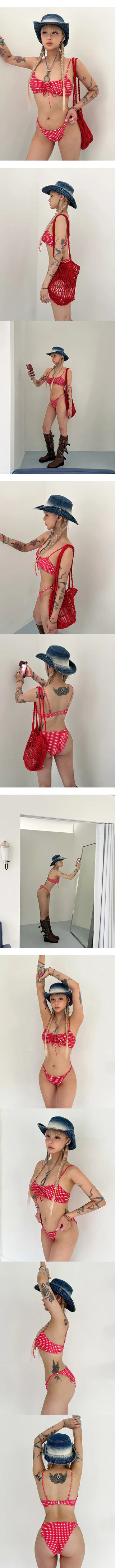 Hearty Red Check Bikini