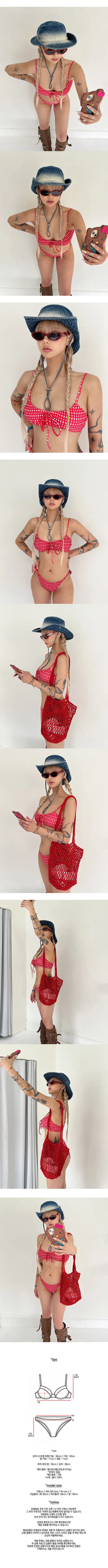 Hearty Red Check Bikini