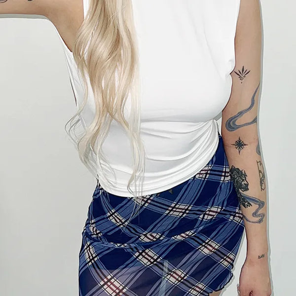 Fran check mini skirt, low-rise skirt