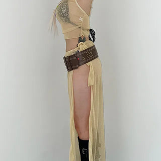 Champagne shower bikini cover two-piece top and bottom set, water balm bohemian look