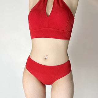 Halter neck red bikini