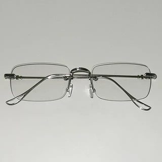 Clear rimless glasses, silver glasses, Geek Chic