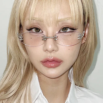 Double-line rimless silver glasses